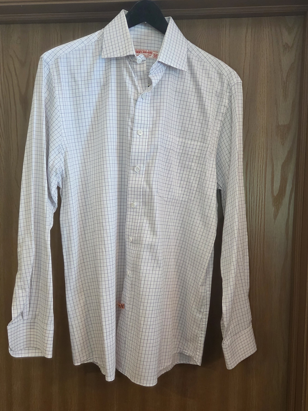 Moon River White Dress Shirt with Blue Windowpane Check